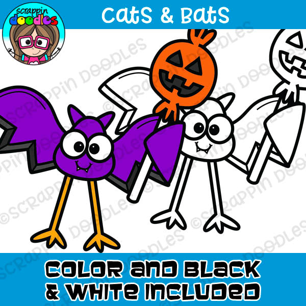 Cats and Bats Halloween clip Art