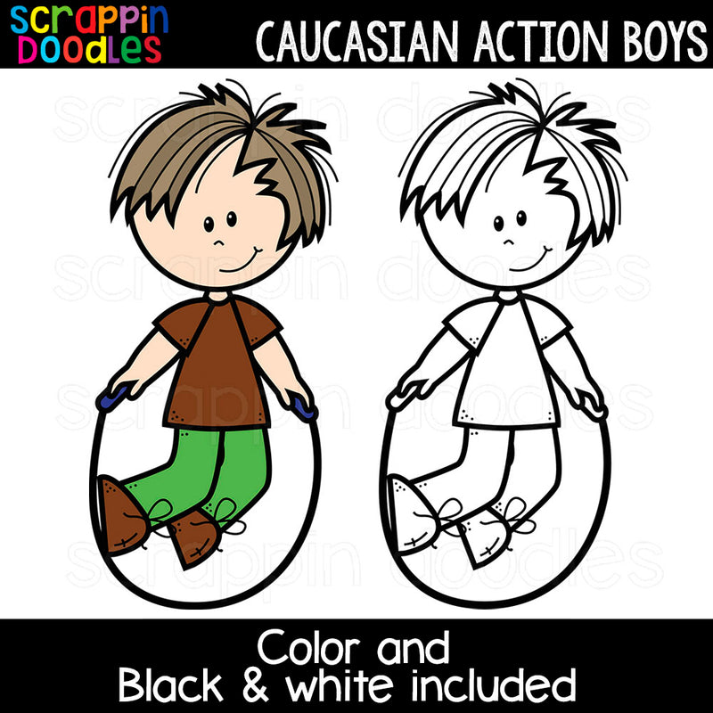 Caucasian Action Boys Clipart