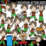 Caucasian Action Boys Clipart