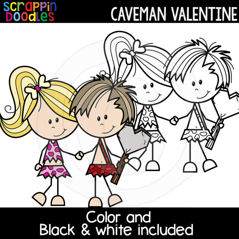 Caveman Valentine Clip Art