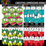 Christmas Facial Expressions Clip Art Bundle Emotions Ornaments Lights Wreaths Stockings