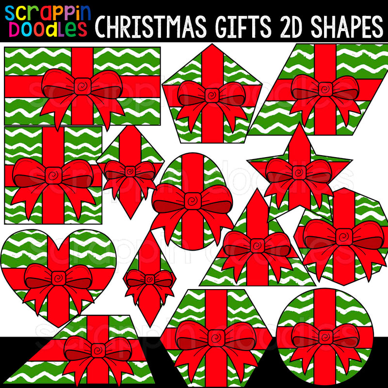 Christmas Gifts 2D Shapes Clipart