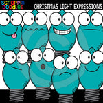 Christmas Facial Expressions Clip Art Bundle Emotions Ornaments Lights Wreaths Stockings