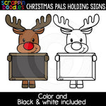 Christmas Pals Holding Chalkboard Signs Commercial Use Clip Art