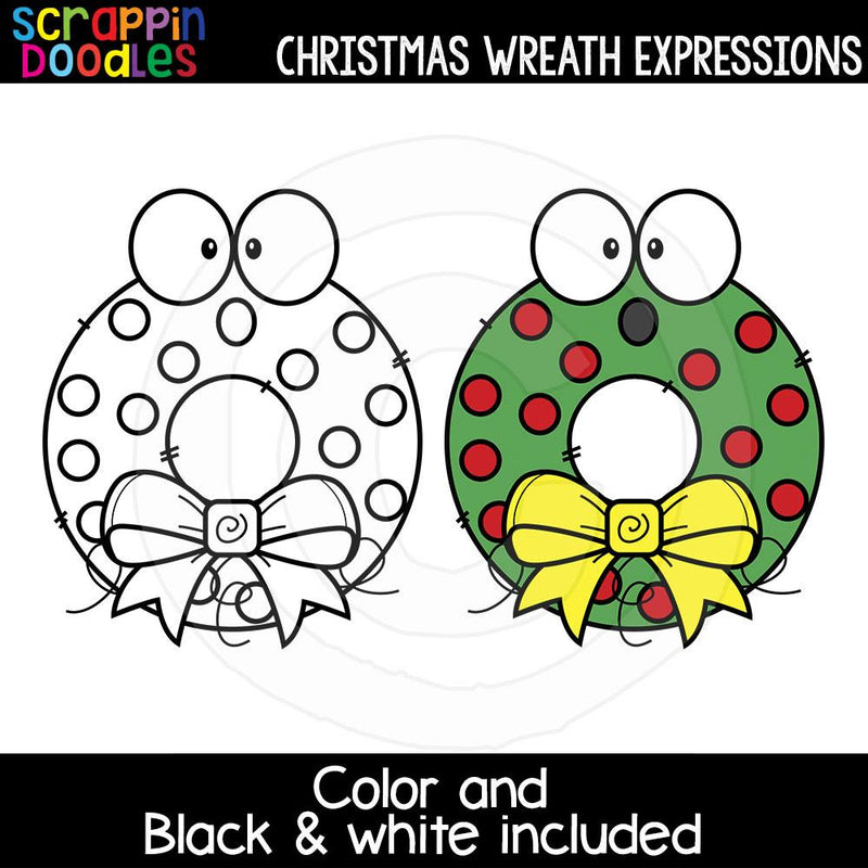 Christmas Facial Expressions Clip Art Bundle Emotions Ornaments Lights Wreaths Stockings