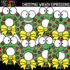 Christmas Facial Expressions Clip Art Bundle Emotions Ornaments Lights Wreaths Stockings