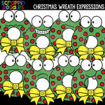 Christmas Facial Expressions Clip Art Bundle Emotions Ornaments Lights Wreaths Stockings