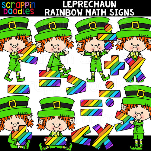 Leprechaun Rainbow Math Signs Clip Art