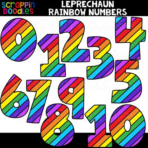 Leprechaun Rainbow Numbers Clip Art