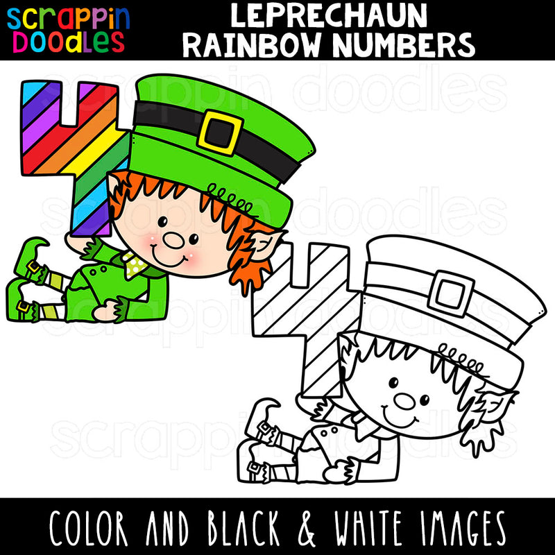 Leprechaun Rainbow Numbers Clip Art