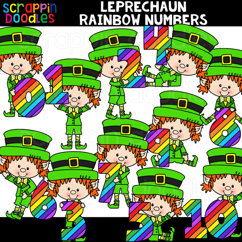 Leprechaun Rainbow Numbers Clip Art