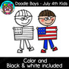 Doodle Boys - 4th of July USA Kids Clip Art