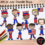 Doodle Boys - 4th of July USA Kids Clip Art