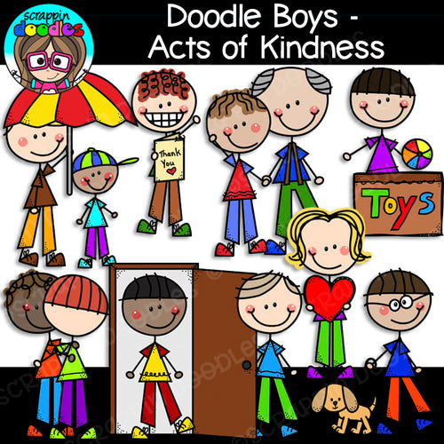 Doodle Boys - Acts of Kindness Clip Art stick kids figures