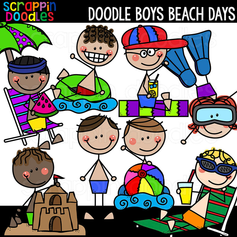 Doodle Boys Beach Days Clip Art