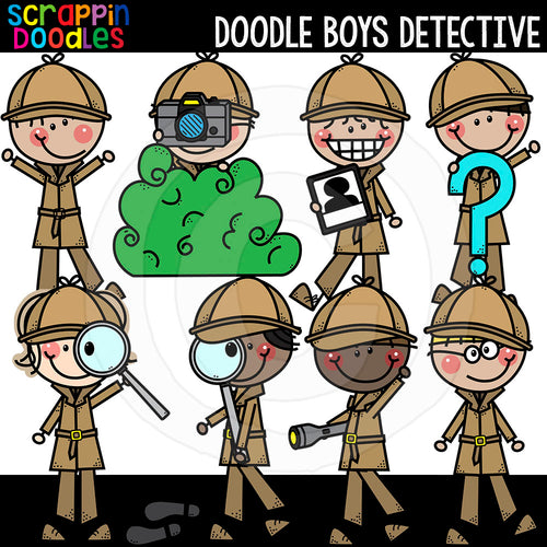Doodle Boy Detectives Clip Art