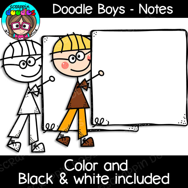 Doodle Boys - Notes Clip Art Stick Kids Figures