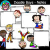 Doodle Boys - Notes Clip Art Stick Kids Figures