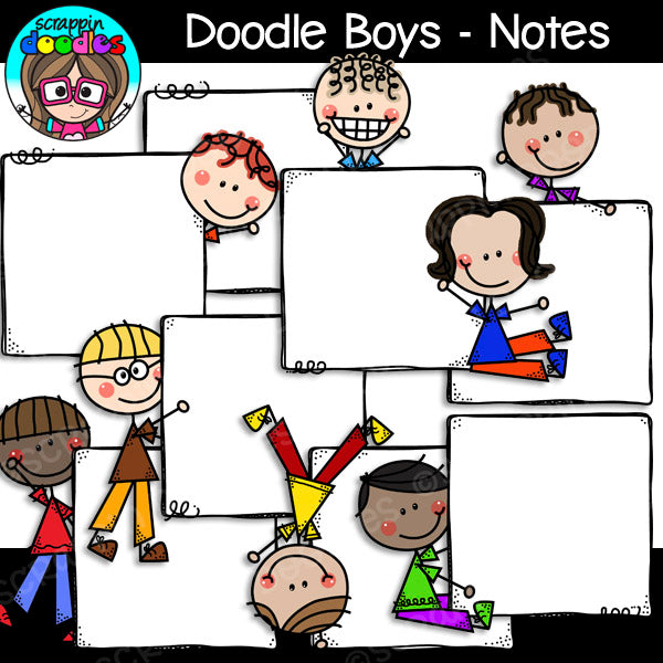 Doodle Boys - Notes Clip Art Stick Kids Figures