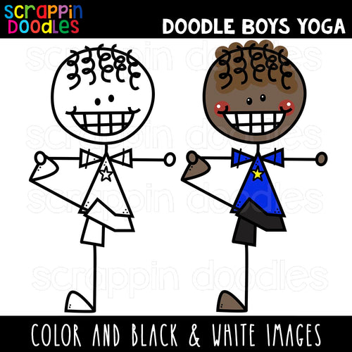 Doodle Boys Doing Yoga Poses Clip Art