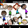 Doodle Boys Doing Yoga Poses Clip Art