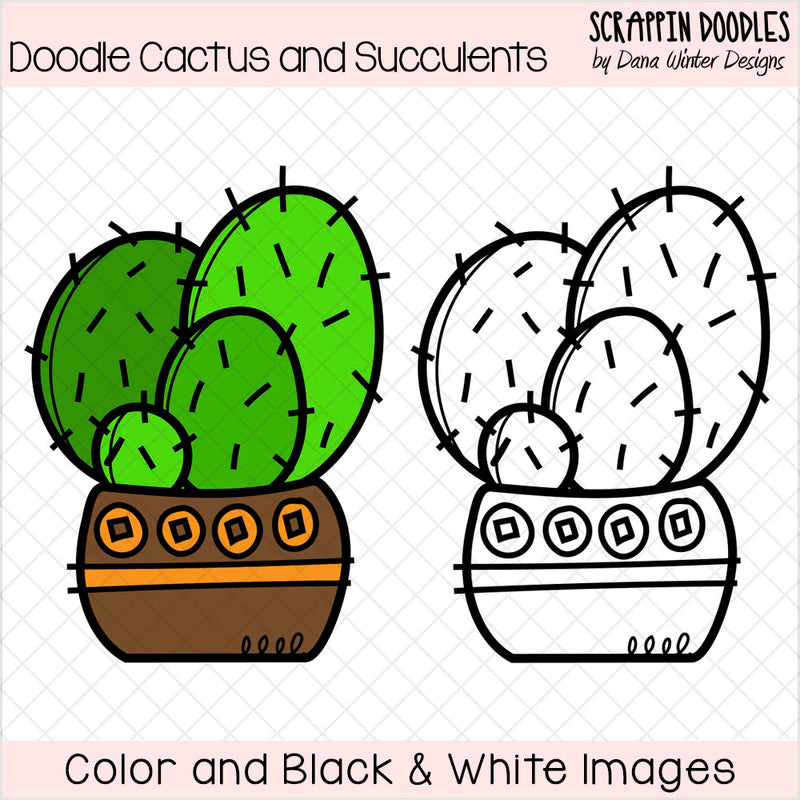 Doodle Cactus & Succulents Clip Art