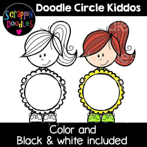 Doodle Circle Kiddos Clip Art - Circle kids