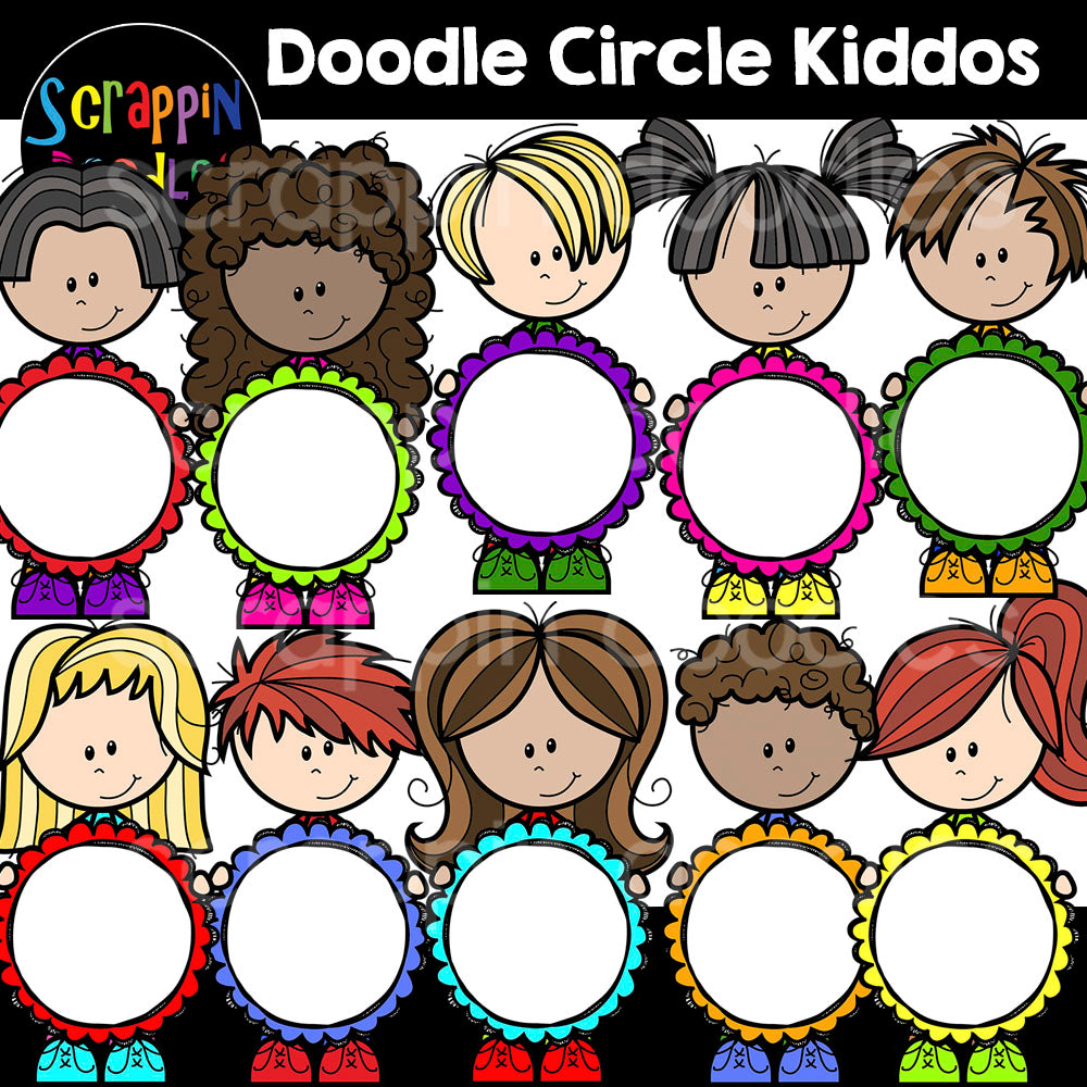 Doodle Circle Kiddos Clip Art - Circle kids