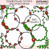 Doodle Flower Corners & Circle Frames Clip Art