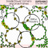 Doodle Flower Corners & Circle Frames Clip Art