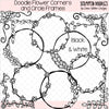 Doodle Flower Corners & Circle Frames Clip Art