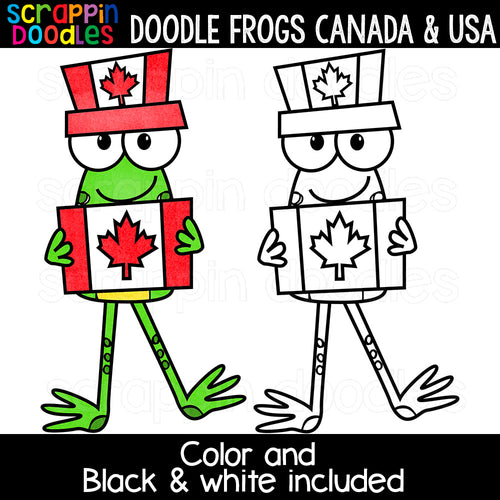 Doodle Frogs Canada & USA Clip Art