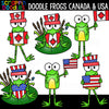 Doodle Frogs Canada & USA Clip Art
