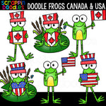 Doodle Frogs Canada & USA Clip Art