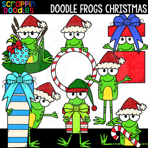 Doodle Frogs Christmas Clip Art