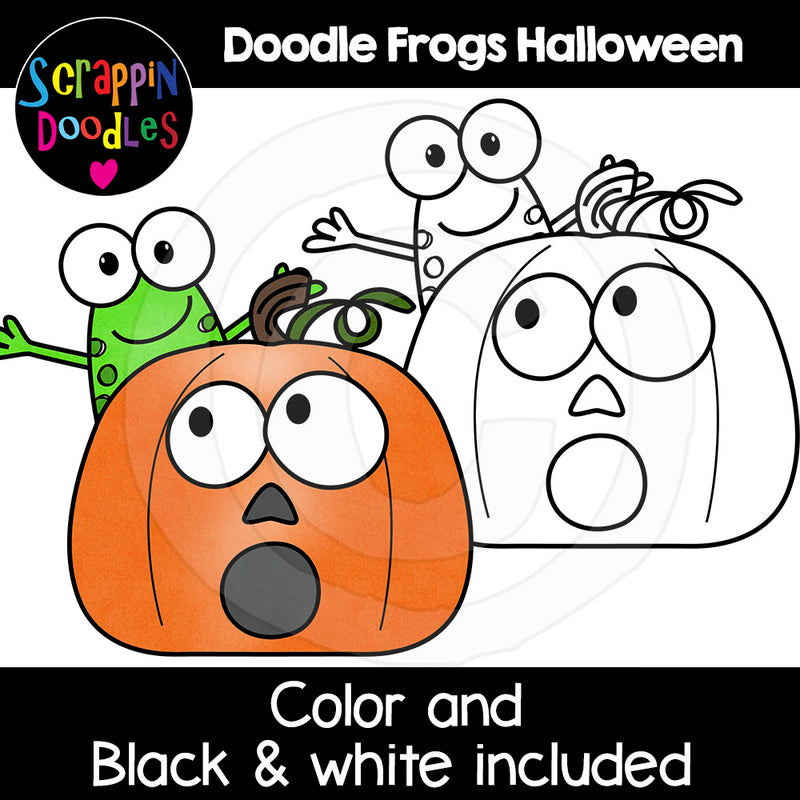 Doodle Frogs Halloween Clip Art