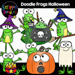 Doodle Frogs Halloween Clip Art