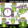 Doodle Frogs New Years clip art 