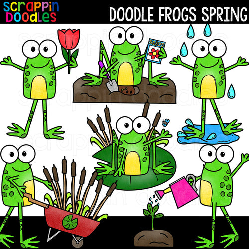 Doodle Frogs Spring Clip Art