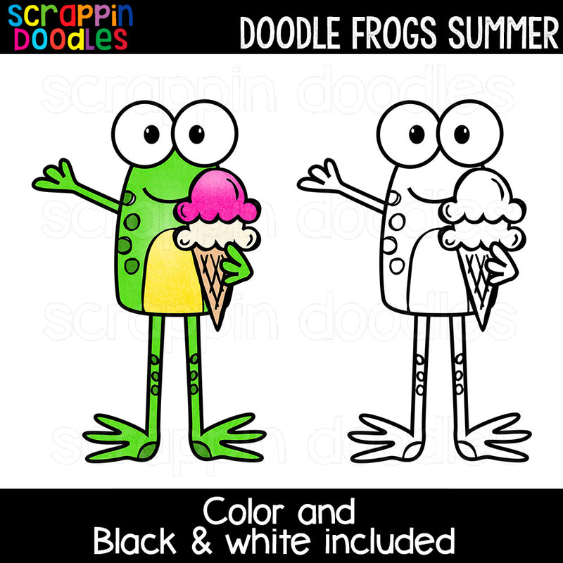 Doodle Frogs Summer Clip Art