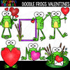 Doodle Frogs Valentine Clip Art Commercial Use