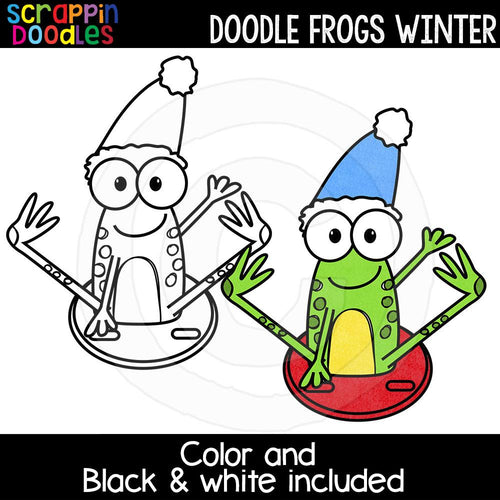 Doodle Frogs Winter clip art 