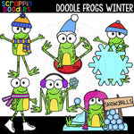 Doodle Frogs Winter clip art 