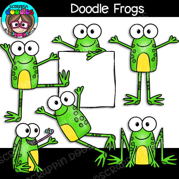 Doodle Frogs Clip Art