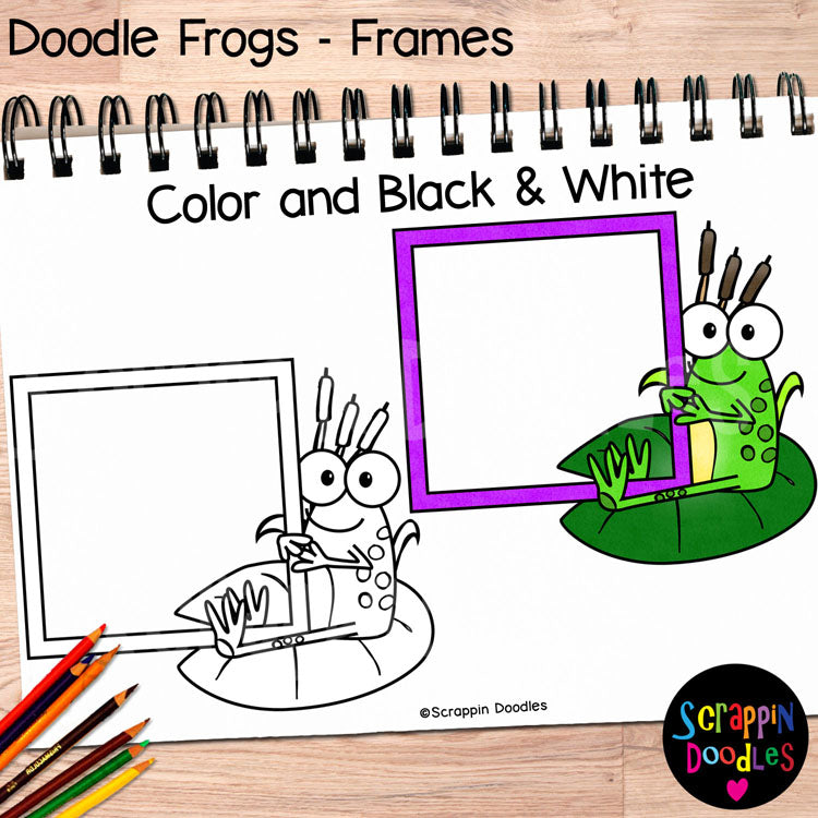 Doodle Frogs Frames Clip Art