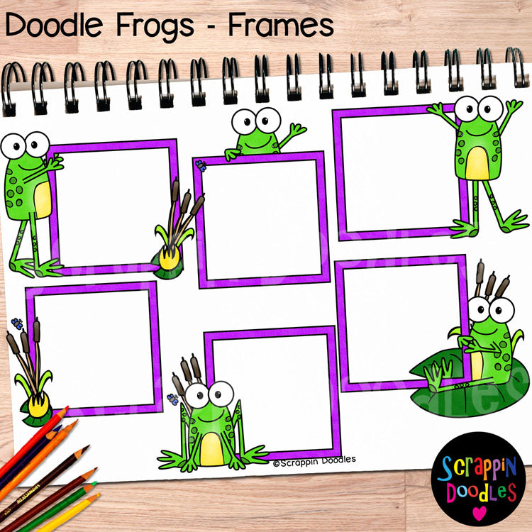 Doodle Frogs Frames Clip Art