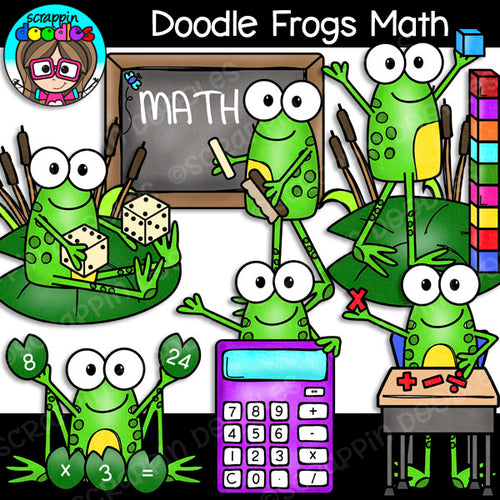 Doodle Math Frogs Clip Art