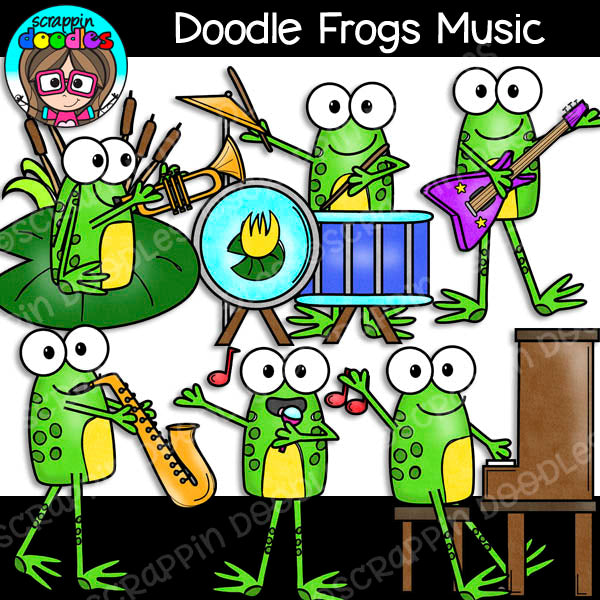 Doodle Frogs Music Clip Art