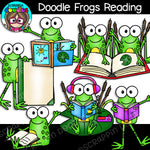 Doodle Frogs Reading Clip Art
