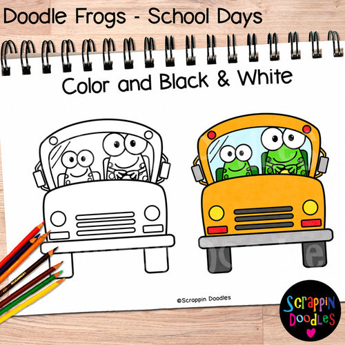 Doodle Frogs School Days Clip Art